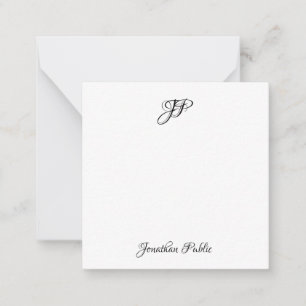 Custom Handwritten Script Monogram Simple Square Note Card