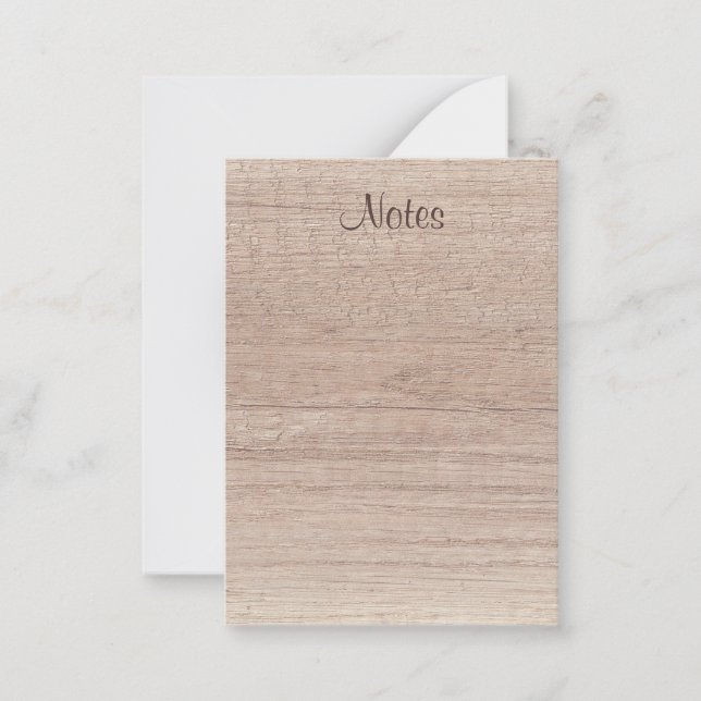 Custom Handwritten Script Natural Wood Look Note Card (Front)