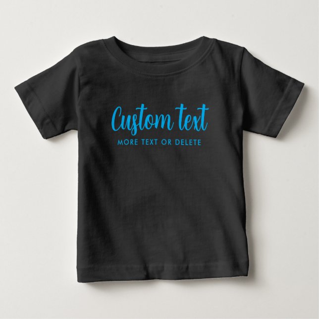Custom Handwritten Text Pic Template Black & Blue Baby T-Shirt (Front)