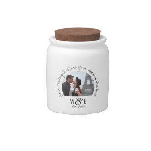 Custom Handwritten Text Wedding Favors Candy Jar