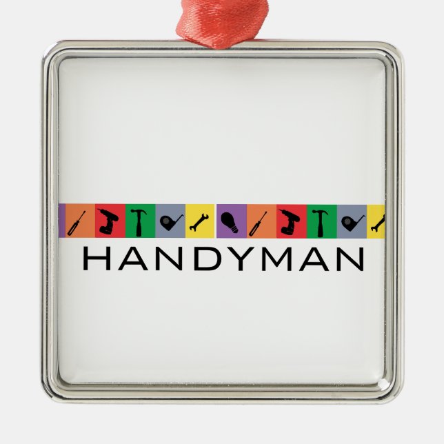 Custom Handyman Colored Tools Metal Ornament (Front)
