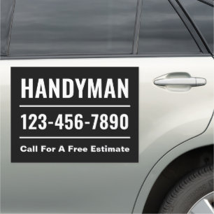 Custom Handyman Service Black and White Car Magnet