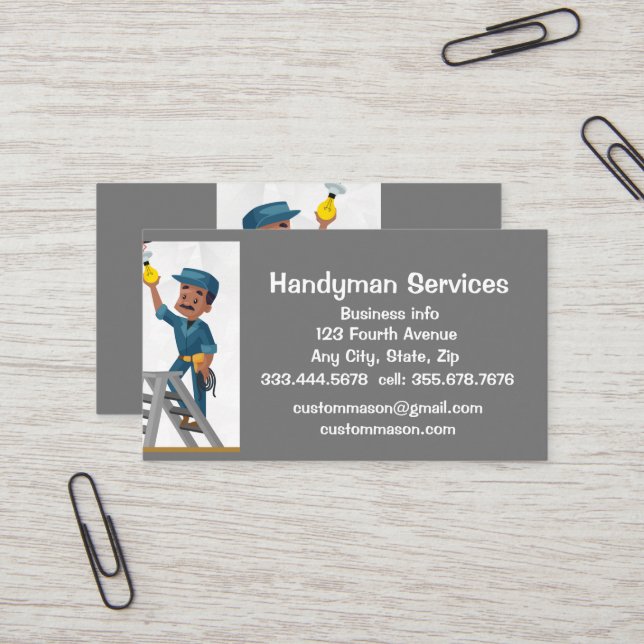 Custom Handyman Services Repair  Business Card (Front/Back In Situ)
