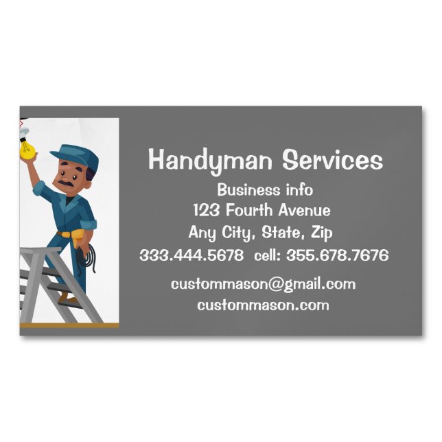 Custom Handyman Services Repair  Business Card Magnet (Front)