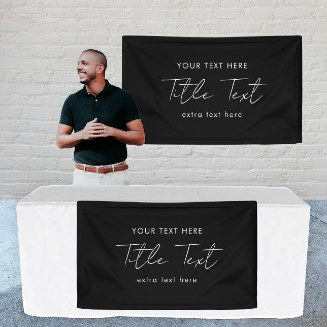 Custom Hanging Banner Sign Modern Script Black (Custom Hanging Banner Sign Modern Script Black)