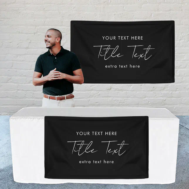 Custom Hanging Banner Sign Modern Script Black | Zazzle