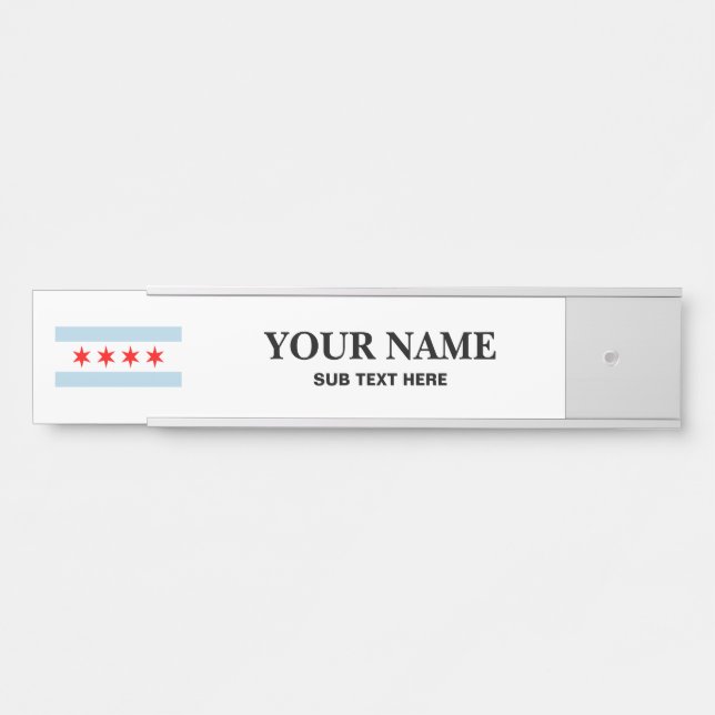 Custom hanging desk name plate with Chicago flag (Front)