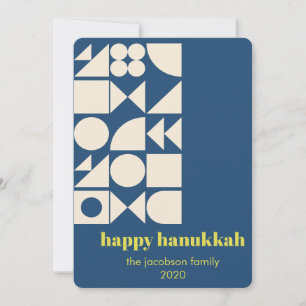 Custom Hanukkah Blue Geometric Modern Unique Holiday Card