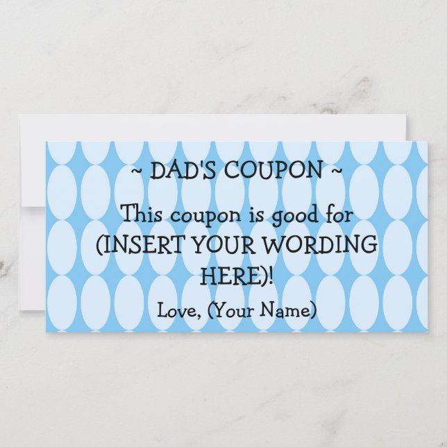 CUSTOM HANUKKAH GIFT COUPON FOR DAD HOLIDAY CARD (Front)
