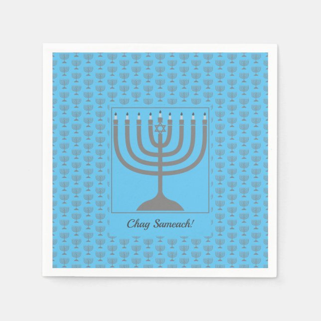 Custom Hanukkah | MENORAH Paper Napkins (Front)