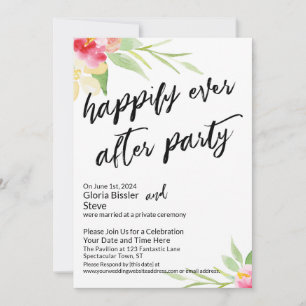 Custom Happily Ever After Party Floral Handwriting Invitation