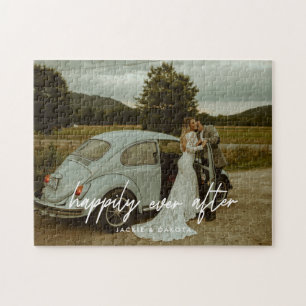 Custom 'Happily Ever After' Wedding Couple Photo Jigsaw Puzzle