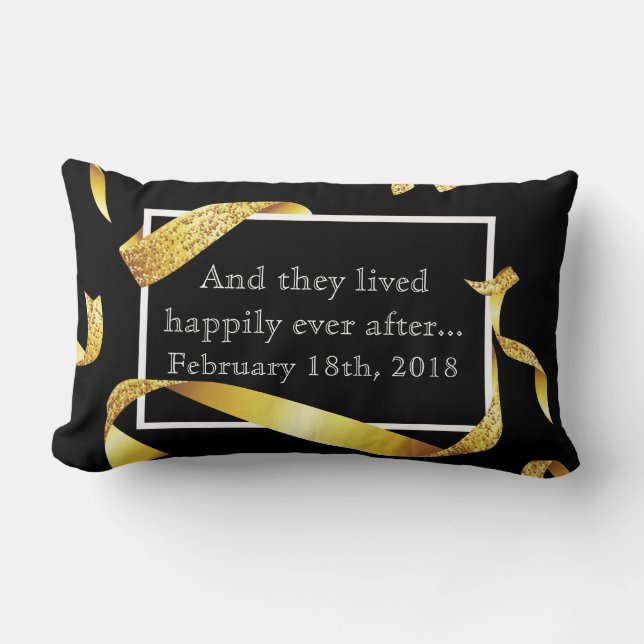 Custom Happily Ever After Wedding Gift Keepsake Lumbar Pillow (Front)