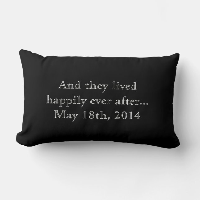 Custom Happily Ever After Wedding Gift Keepsake Lumbar Pillow (Front)