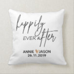 Custom |Happily Ever After | Wedding |Throw Pillow<br><div class="desc">Custom |Happily Ever After | Wedding |Throw Pillow.This White Throw Pillow  makes a perfect  gift  for the wedding couple . Can be fully customized  by changing the names and the wedding date. For any further customization ,  feel free to contact m</div>