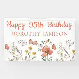 Custom Happy 100th Birthday Wildflowers Banner