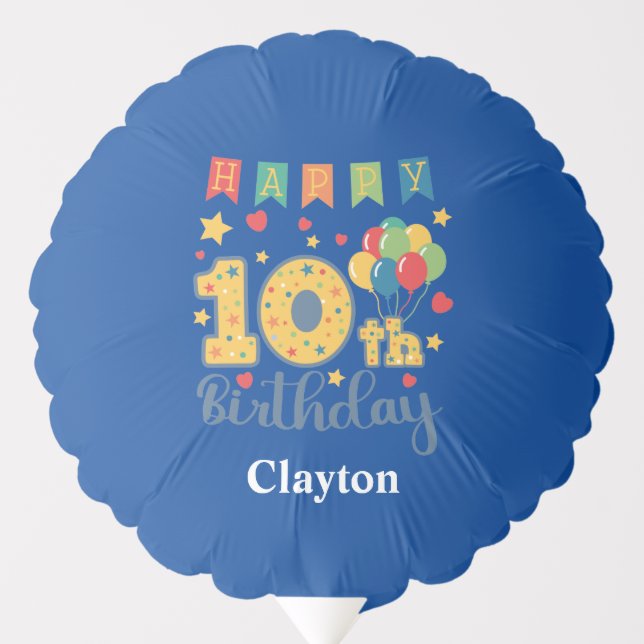 Custom Happy 10th Birthday Balloon (Front)