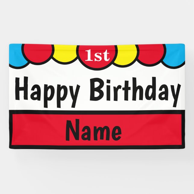 Custom Happy 1st Birthday Banner (Horizontal)