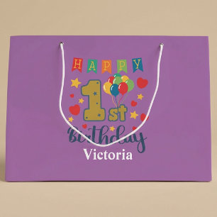 Custom Happy 1st Birthday Large Gift Bag