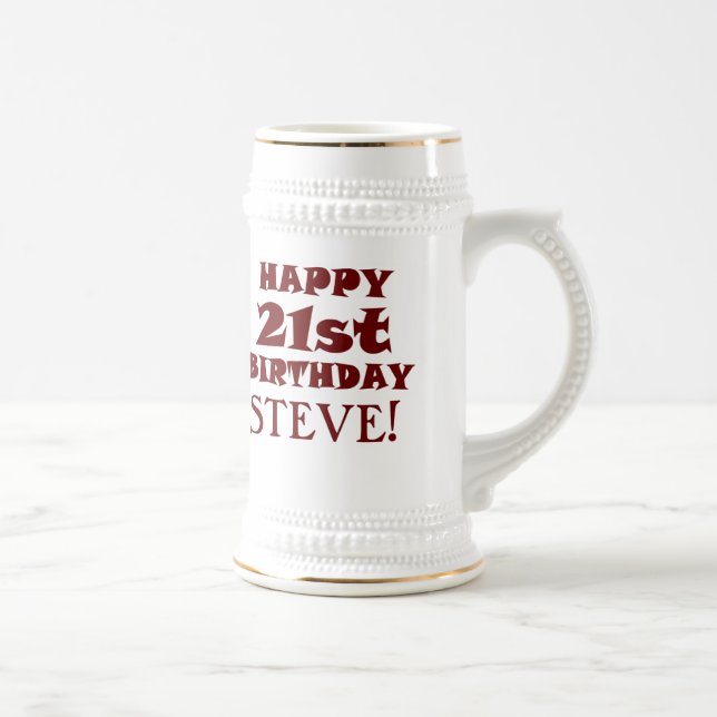 Custom Happy 21st Birthday Beer Stein (Right)
