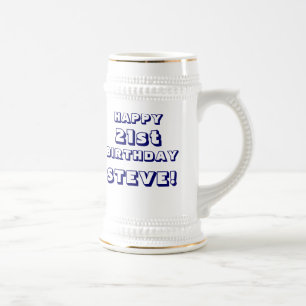 Custom Happy 21st Birthday Beer Stein - Customized