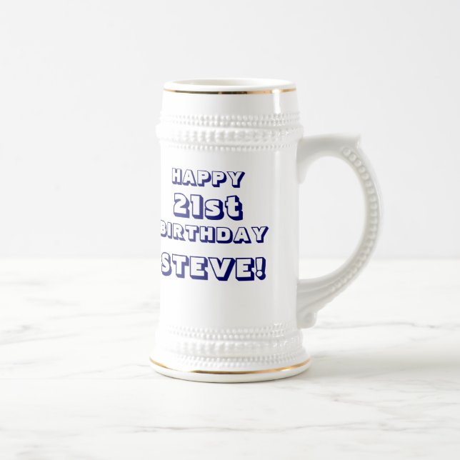 Custom Happy 21st Birthday Beer Stein - Customized (Right)