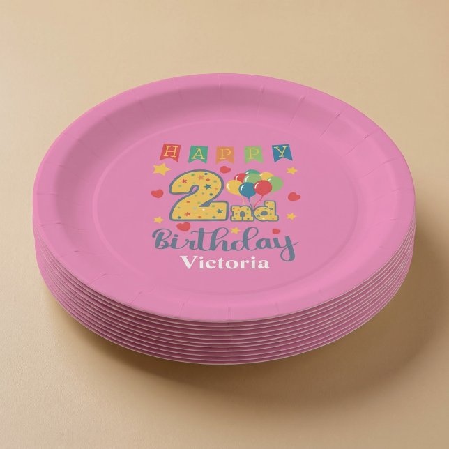Custom Happy 2nd Birthday Party Paper Plates (Creator Uploaded)