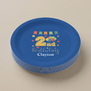 Custom Happy 2nd Birthday Party Paper Plates