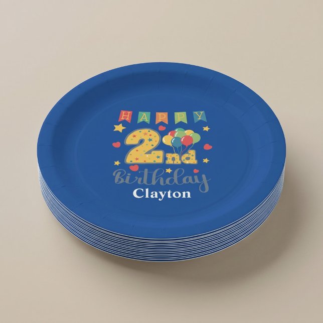 Custom Happy 2nd Birthday Party Paper Plates (Creator Uploaded)