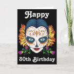 Custom Happy 30th Birthday Sugar Skull Card at Zazzle