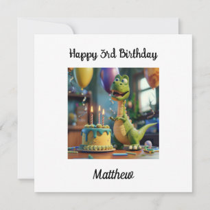 Custom Happy 3rd Birthday Congratulations, Dino   Card