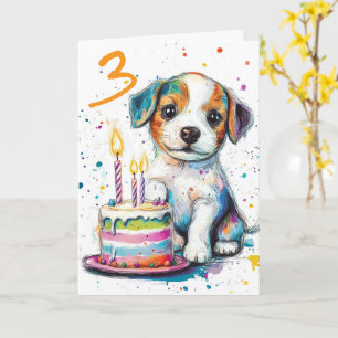Custom Happy 3rd Birthday Congratulations, Puppy Card