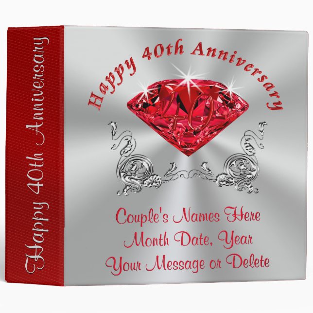 Custom Happy 40th Anniversary Photo Album Binder (Front/Spine)