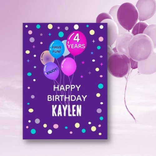 Custom Happy 4th Birthday any child card