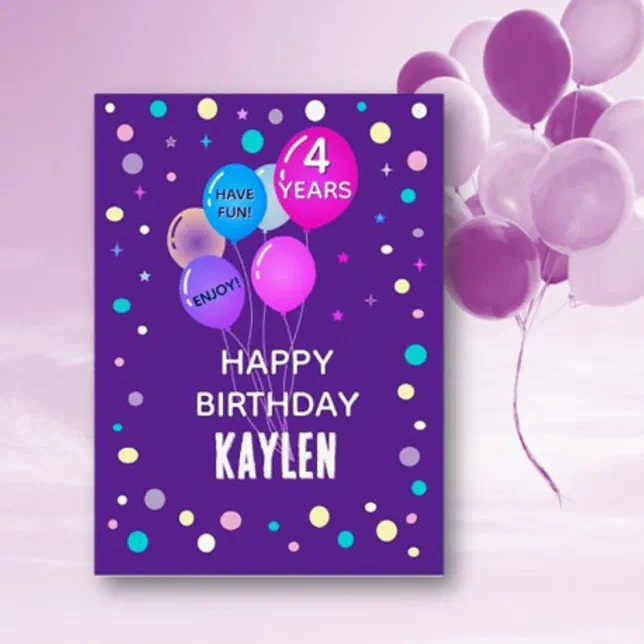 Custom Happy 4th Birthday any child card | Zazzle