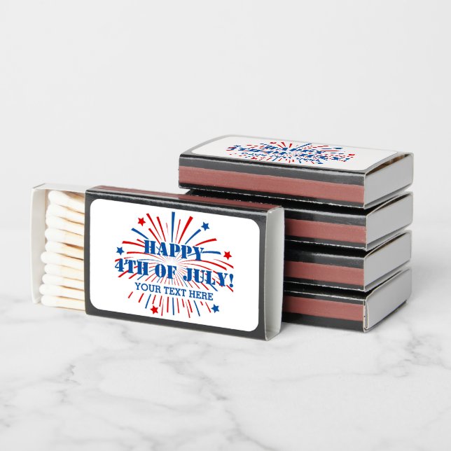 Custom Happy 4th of July fireworks matchboxes (Stacked)