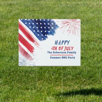 Custom Happy 4th of July Parade Red White Blue Sign