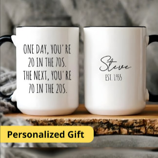 Custom Happy 70th Birthday Gift for Men Vintage Mug