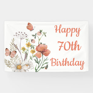 Custom Happy 70th Birthday Wildflowers Banner