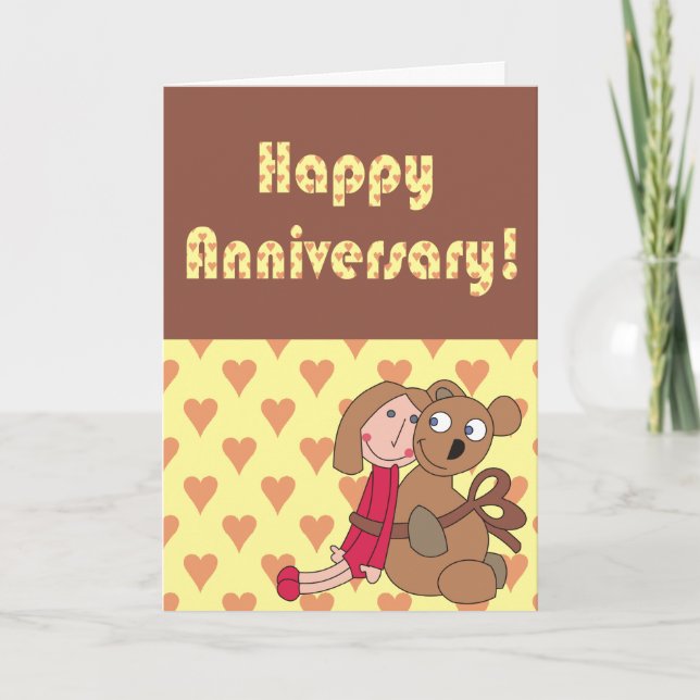 Custom Happy Anniversary Card, Cute Love  Card (Front)