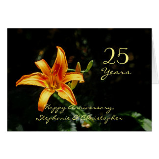 Custom Happy Anniversary Orange and Yellow Daylily Card