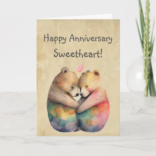 Custom Happy Anniversary Sweetheart Cute Bears Card