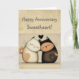 Custom Happy Anniversary Sweetheart Cute Cats Card