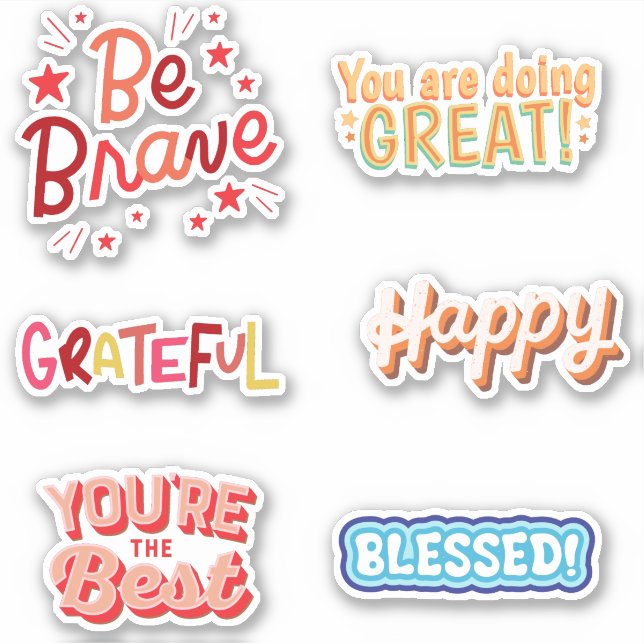 Custom happy , be brave, grateful, blessed ,best  sticker (Front)