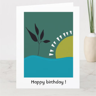 custom happy birthday 30 th green landscape sun letterpress thank you card
