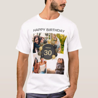 Custom happy birthday balloon 4 Photo collage T-Shirt