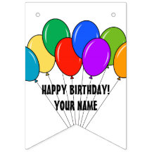 Custom Happy Birthday balloon party bunting banner