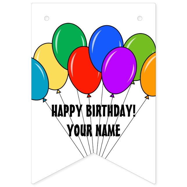Custom Happy Birthday balloon party bunting banner (First Flag)