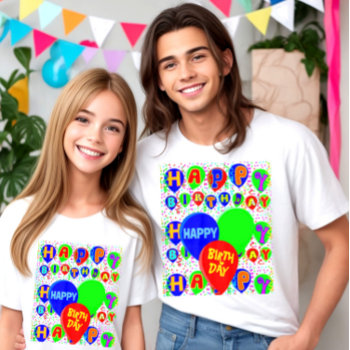 Custom Happy Birthday Balloons  T-shirt by CustomizePersonalize at Zazzle