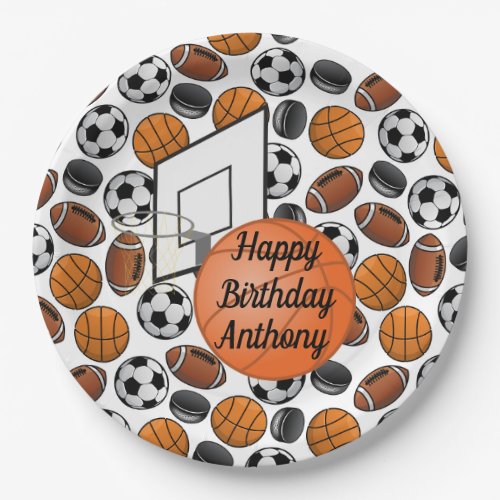 Custom Happy Birthday Basketball Paper Plates